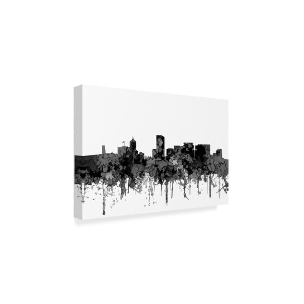 Marlene Watson 'Portland Oregon Skyline B And W' Canvas Art,30x47